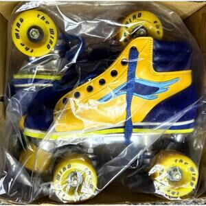 Vintage “skate with the wind” Yellow and Blue Roller Skates